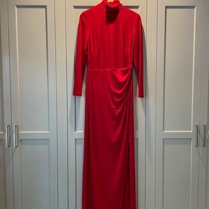 Red Jersey Long Dress, Back Cut Out, Ralph Lauren, 12